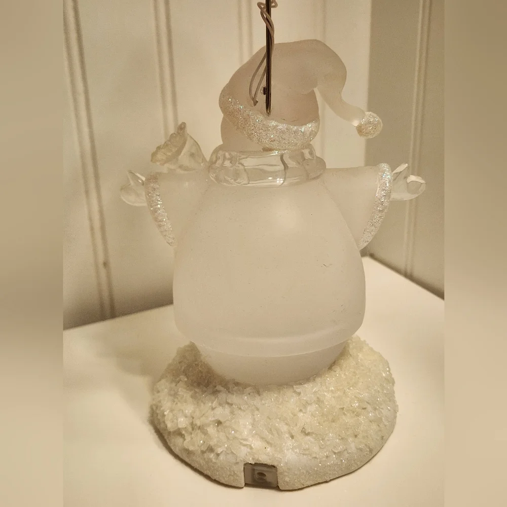 Lighted Acrylic Glass Snowman Lamp Shade Snowflake ~ Hands Open Works